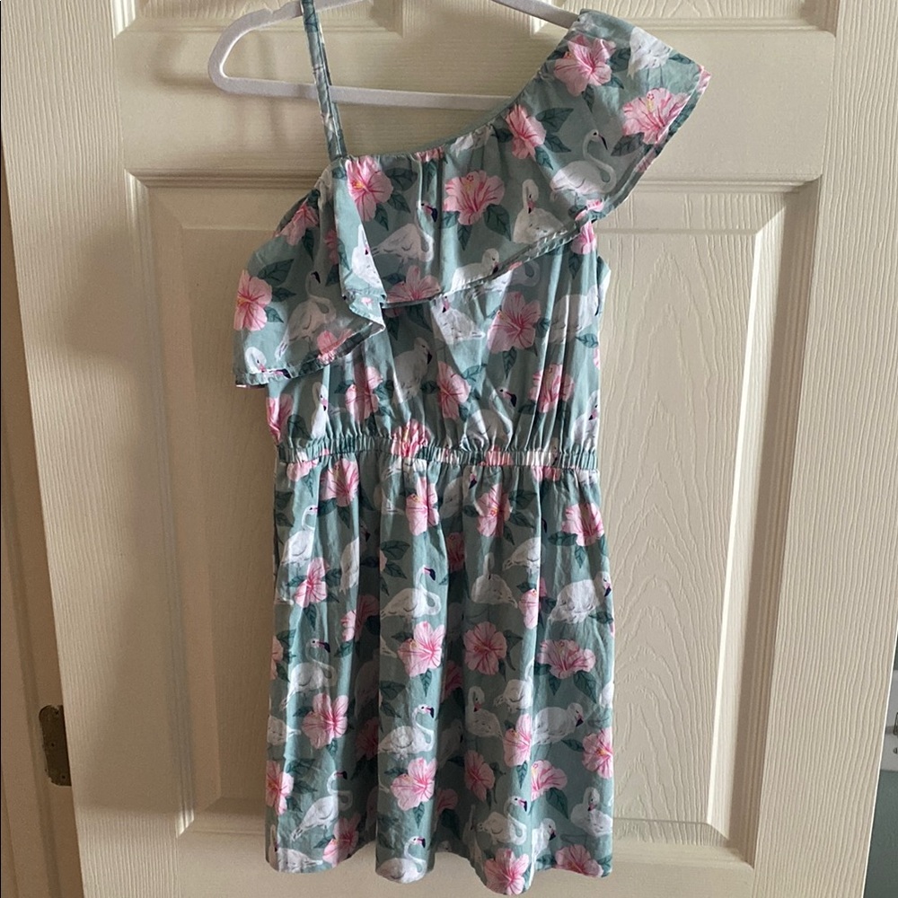 Janie & Jack Floral One-Shoulder Kids Dress, size 8
